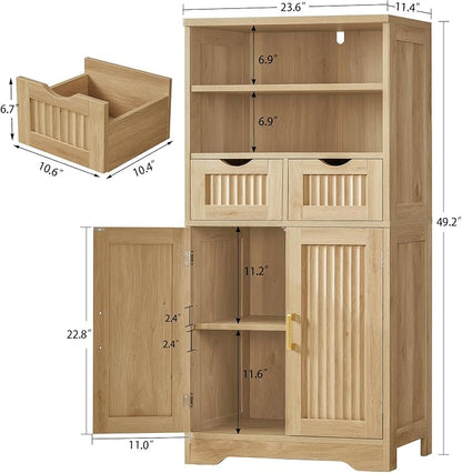 Iwell Tall Storage Cabinet, Fluted Cabinet - Image 3