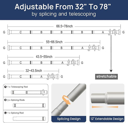 ENJOYBASICS 2 Pack Tension Curtain Rod, 32-78" Adjustable, Nickel | Secure Hold - Image 3