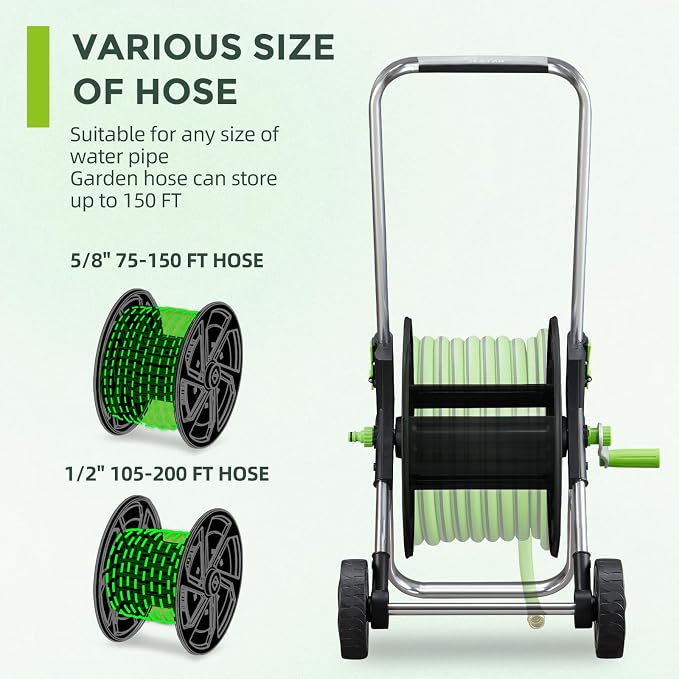 Garden Hose Reel Cart, Holds 75-150 Feet of 5/8-Inch Hose, Portable Hose Reel - Image 4