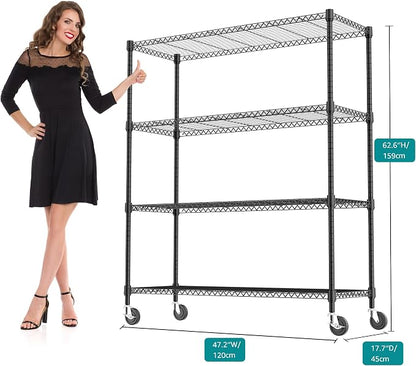 4 Tiers Shelf 1400 lbs Steel Storage Shelving Utility Shelving Unit Steel - Image 2