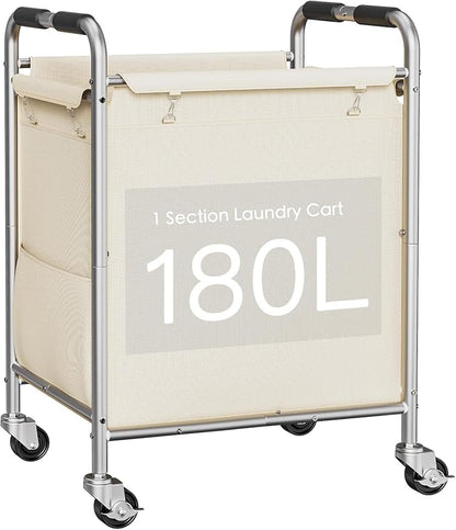 Laundry Basket with Wheels, Rolling Laundry Sorter Cart with Side pockets by FIONESO