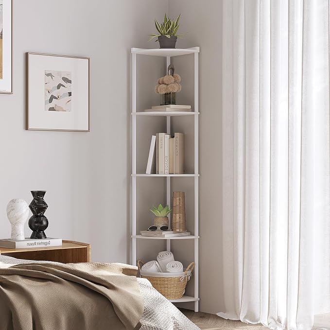 SUNMORY 5 Tier Corner Shelf, Industrial Display Shelf, Narrow Plant Stand - Image 4