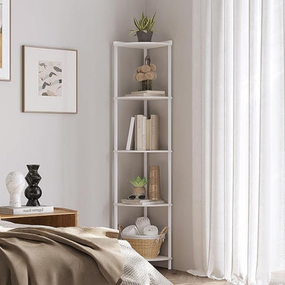 SUNMORY 5 Tier Corner Shelf, Industrial Display Shelf, Narrow Plant Stand - Image 4