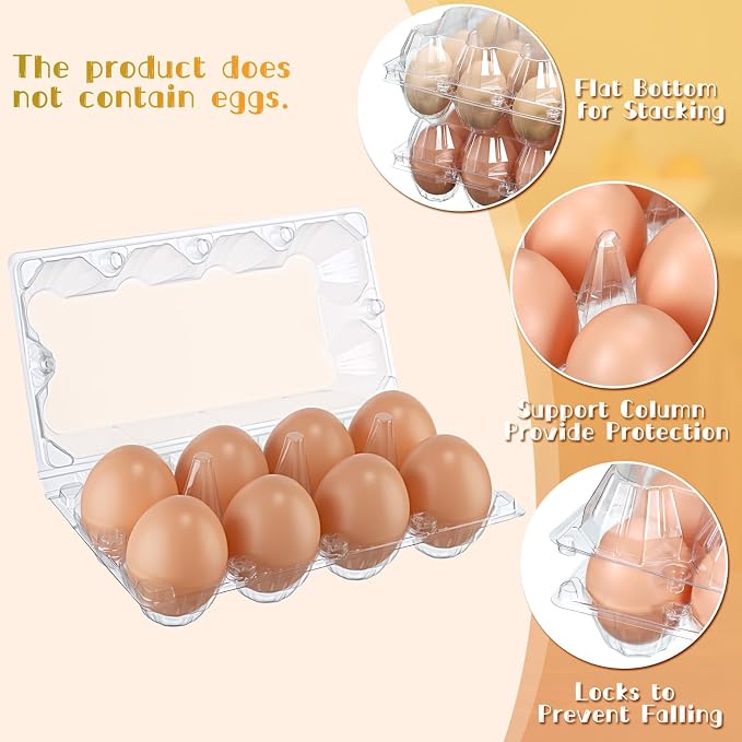 Zubebe 200 Pieces Clear Egg Cartons Plastic Egg Cartons Bulk Empty Chicken Egg - Image 4