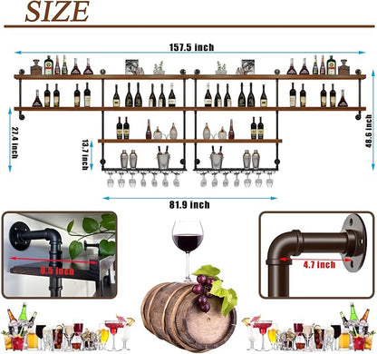 Solid Wood Wall Mounted Wine Rack, Large Wine Rack - Image 2