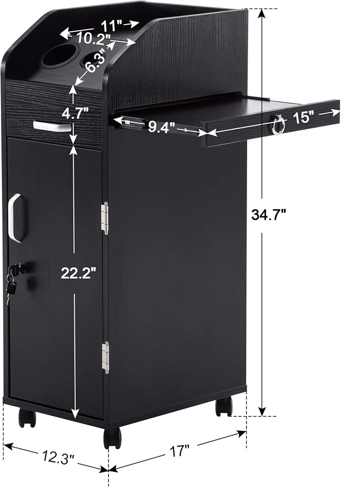 BarberPub Beauty Salon Trolley Storage Cart Hair Dryer Holder Stylist Equipment - Image 7