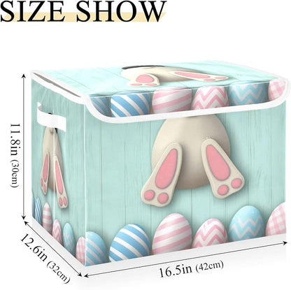 Easter Bunny Storage Bins with Lids and Carrying Handle, Foldable Storage Boxes - Image 3