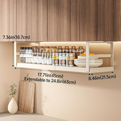 Hanging Under Shelf Storage Basket, Adjustable Width Under Cabinet Add-on - Image 2