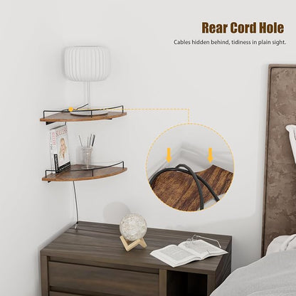 Corner Floating Shelves, Rustic Brown Wood, Wall Mount Storage - Image 9