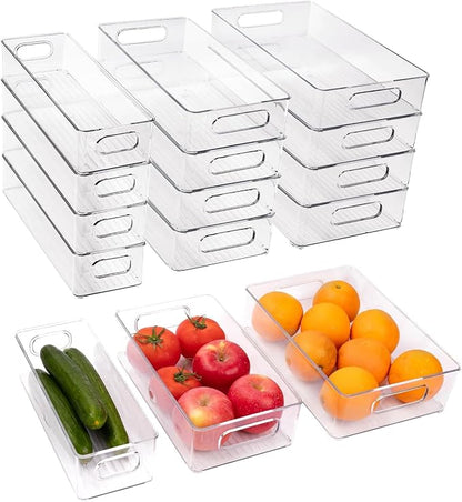 12 Pack Refrigerator Organizer Bins, 3 Sizes Stackable Clear Pantry Storage by ZHOHO+TANT