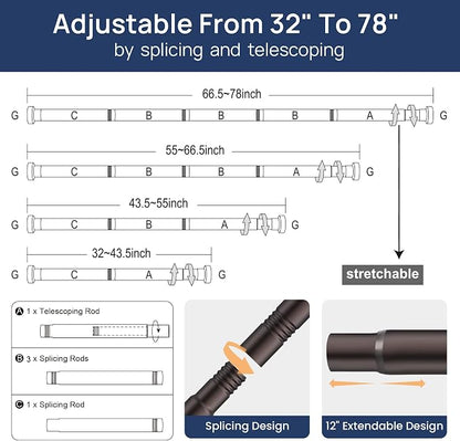 ENJOYBASICS 2 Pack Tension Curtain Rod, 32-78" Adjustable, Bronze | Secure Hold - Image 3