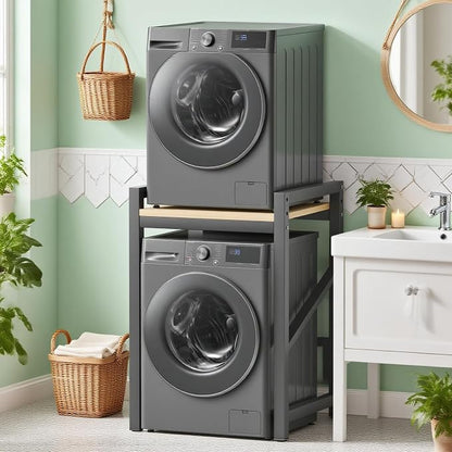 Over The Washer and Dryer Storage Shelf, Widen & 3 Height Adjustable Stacking - Image 3