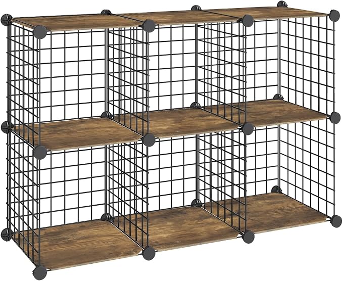 HOOBRO Wire Cube Storage Organizer, 6-Cube Metal Storage Shelves, Modular by HOOBRO