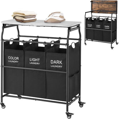 Hoctieon 3 Section Laundry Sorter Cart by Hoctieon