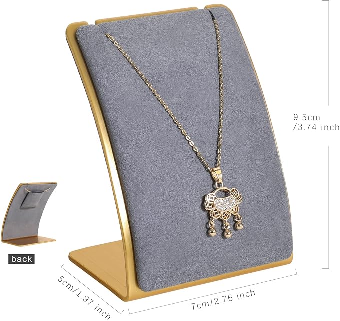 GemeShou Grey Necklace display stand, Velvet Jewelry necklace display holder - Image 4