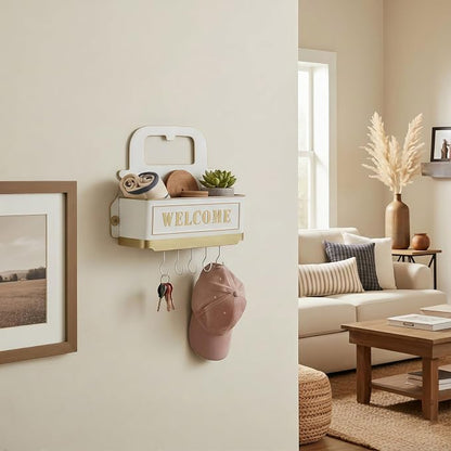 Truck Farmhouse Key Rack & Rustic Metal Wall Planter, Wall Mounted Flower Pot - Image 6
