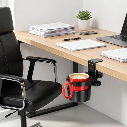 MYITYARD Desk Cup Holder Clamp, Anti-Spill Clip On Table Cup Holder, Rotatable - Image 7