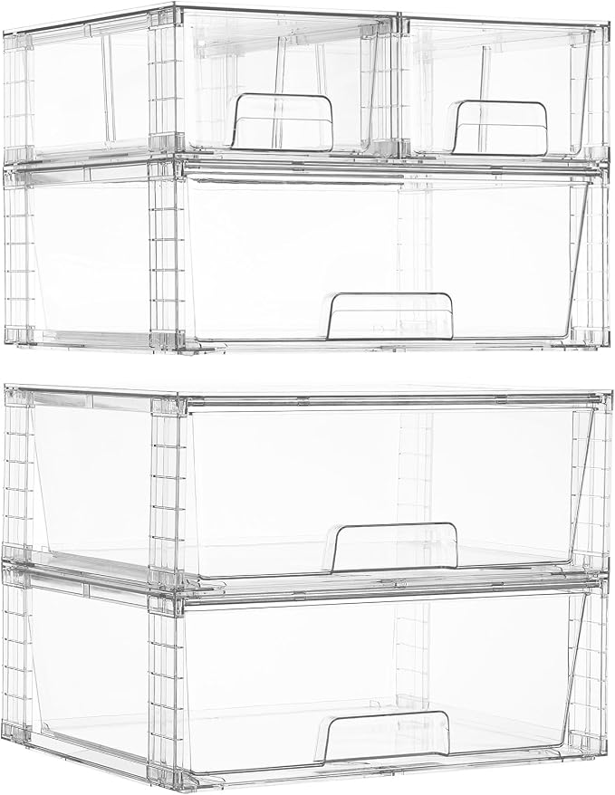 Vtopmart 5 Pack Stackable Storage Drawers, Easily Assemble Clear Plastic by Vtopmart