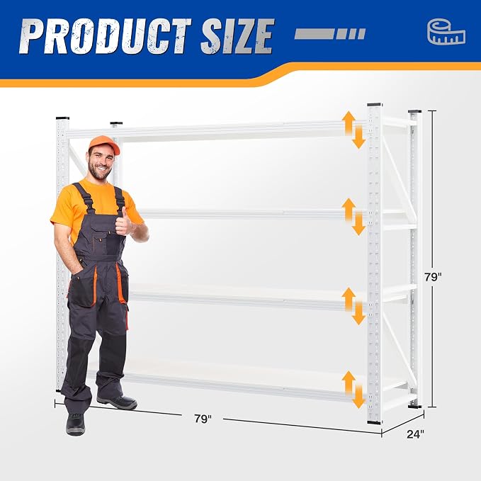 BYNSOE 78.8" W Storage Shelves 7000lbs Garage Metal Shelving Heavy Duty Garage - Image 2