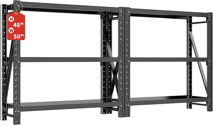 2 Sets Garage Shelving Unit Rustproof 50“W Heavy Duty Storage Shelves Easy by HzdbhdGarageShelving