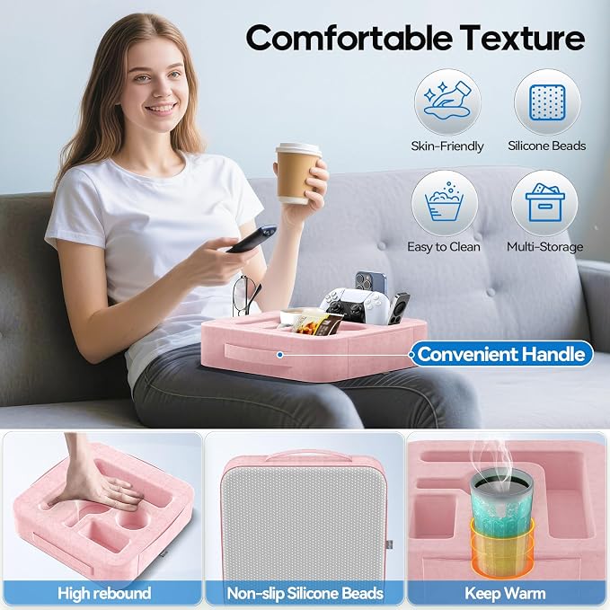 Couch Cup Holder Pillow, Sofa and Bed Caddy - Image 5