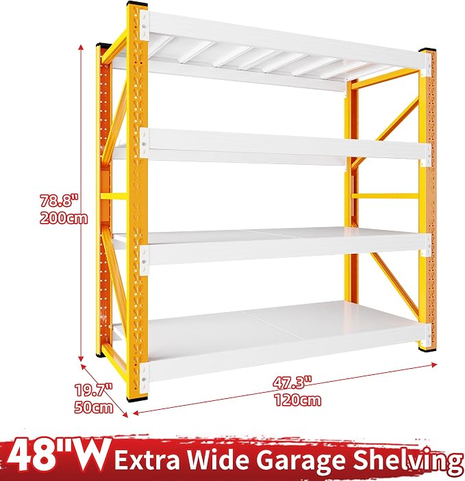 4000LBS Garage Shelving 48" W Garage Shelving Heavy Duty 4-Tier Metal Storage - Image 3