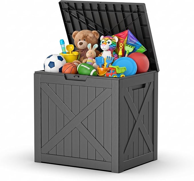 40 Gallon Waterproof Resin Deck Box, Outdoor Lockable Toy Storage Box Container by ATMELT