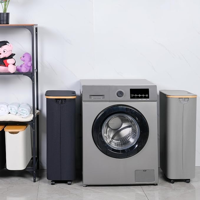 Laundry Hamper with Wheels, 75L Laundry Basket with lid Rolling Clothes Basket - Image 4