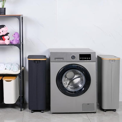 Laundry Hamper with Wheels, 75L Laundry Basket with lid Rolling Clothes Basket - Image 4