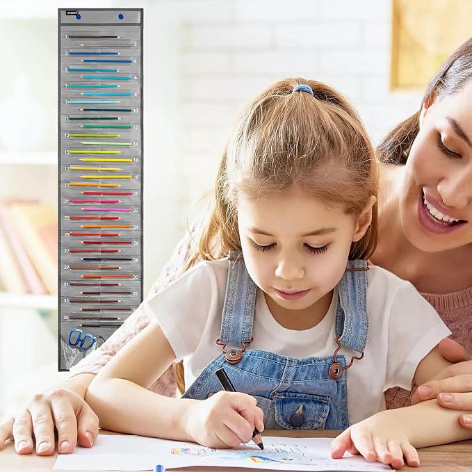 Hanging Pencil Holder Classroom Pencil Parking Pocket Chart Numbered Pencil - Image 5