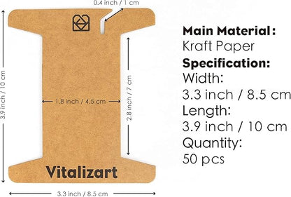 Vitalizart Ribbon Storage Organizer 50 Pcs Ribbon Spools Empty Cardboard Yarn - Image 2