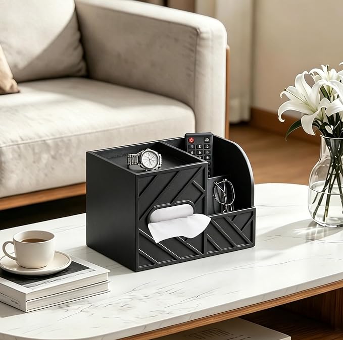 Aesthetic Tissue Box Cover, Modern Minimalist Remote Control Holder - Image 2