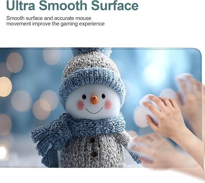Christmas Snowman Gaming Mouse Pad 31.5"x11.8"Desk Mat Anti-Slip Rubber Base & - Image 5