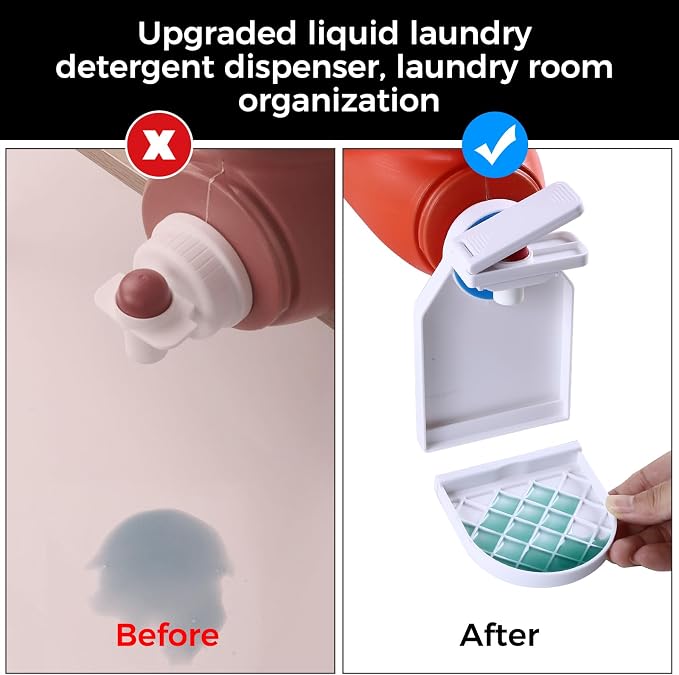 2 Pack Laundry Detergent Dispenser Cup Holder, Nozzle button upgrade，Easily No - Image 2