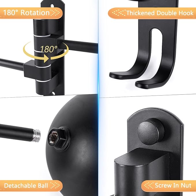 Kikerike Motorcycle Helmet Rack Wall Mount 180 Degree Rotation Metal Bike - Image 3