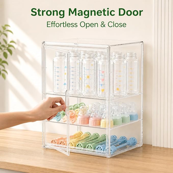 Baby Bottle Storage Organizer for Countertop, Large Clear Bottle Organizer - Image 7