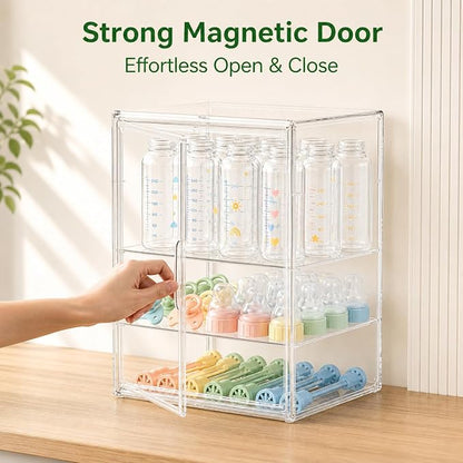 Baby Bottle Storage Organizer for Countertop, X-Large Clear Bottle Organizer - Image 7