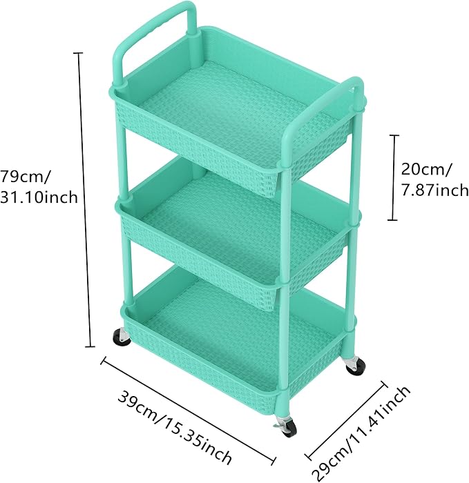 MOYIPIN 3-Tier Plastic Rolling Utility Cart - Image 2