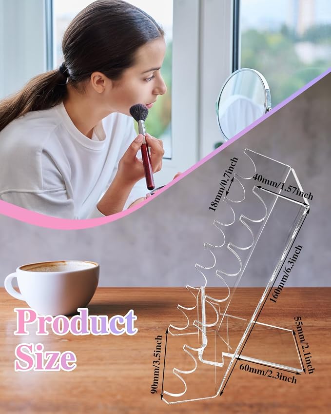 2 Pcs Acrylic Makeup Brush Holder, 16 Tier Unique Clear Paint Brush Drying Rack - Image 2