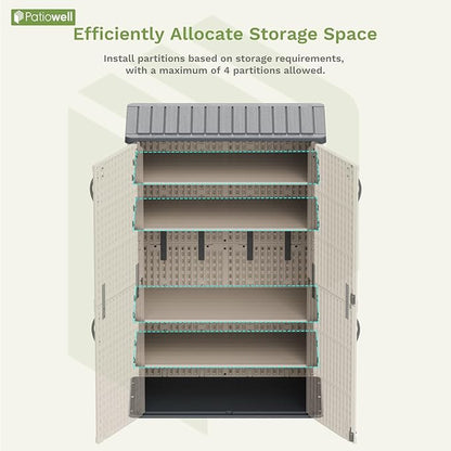 Patiowell Shelf of Plastic Outdoor Storage Cabinet, 26/50 Cu Ft Lockable - Image 5