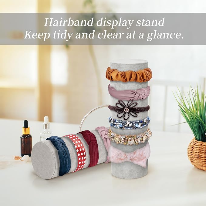 2 Pcs Vertical Headband Holder Organizer Soft Velvet Hairband Dislay Stand Head - Image 3