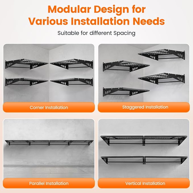 Garage Shelving 2x3ft 4-Pack, Garage Storage Rack 24"x36" Metal Shelves Black - Image 5