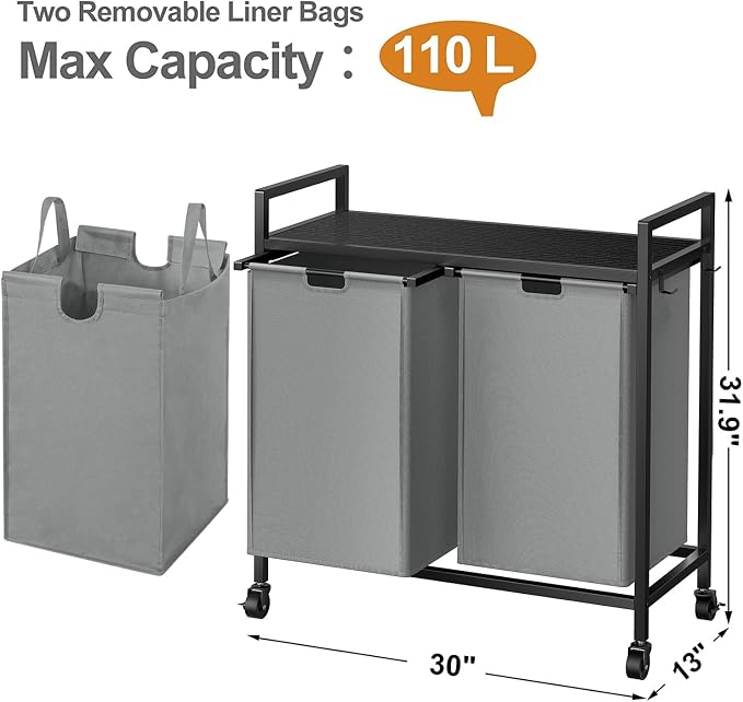 WOWLIVE Double Laundry Hamper - Image 4
