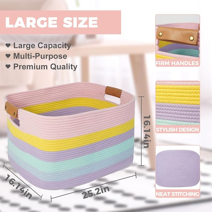 danpinera Large Laundry Basket, 108L Rectangle Woven Baskets - Image 2