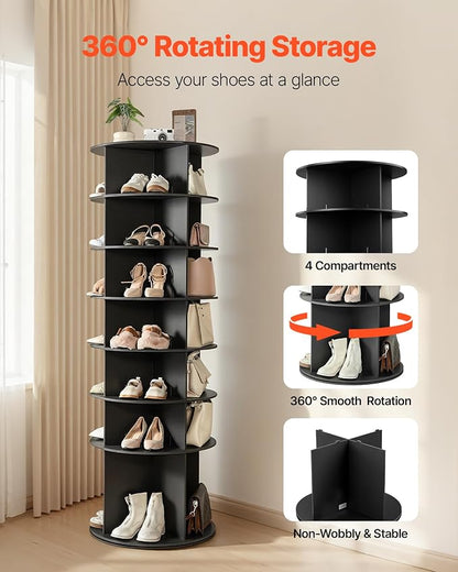 VEVOR 7 Tiers Rotating Shoe Rack Tower, 360° Spinning Shoe Rack, Revolving - Image 4