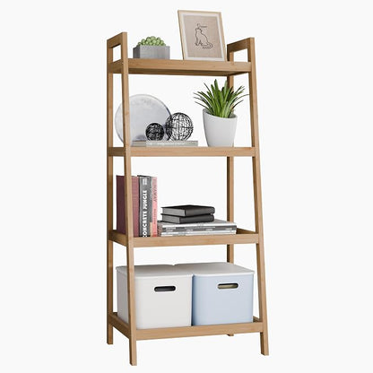 SMIBUY Bamboo Ladder Bookcase, Bathroom Storage Rack Organizer, 4 Tier and 5 by SMIBUY