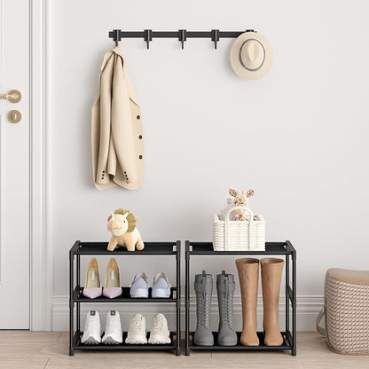 Autonomier 3 Tier Extra Small Shoe Rack, Narrow Stackable Shoe Shelf - Image 2