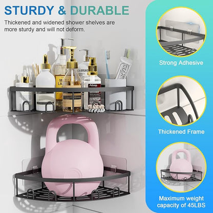 Corner Shower Caddy, 2 Pack Adhesive Bathroom Shower Corner Organizer Shelf - Image 5