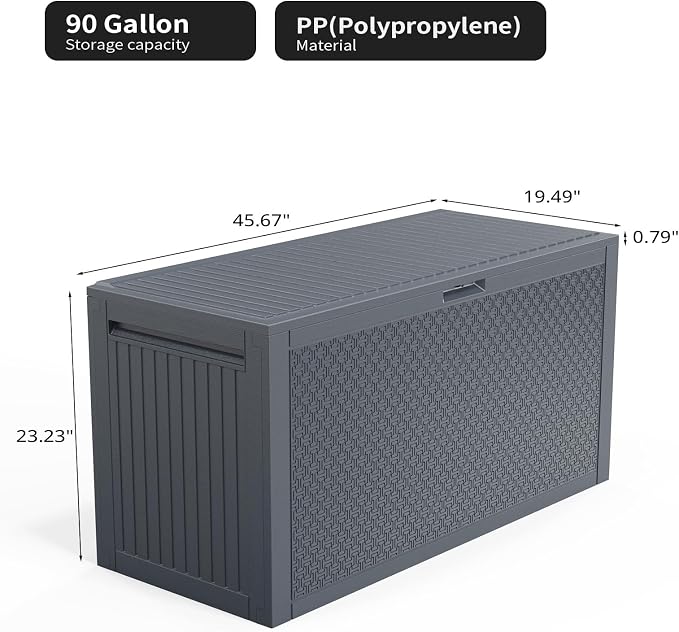Vasitelan 90 Gallon Outdoor Storage Deck Box, Backyard Lockable Outside - Image 4