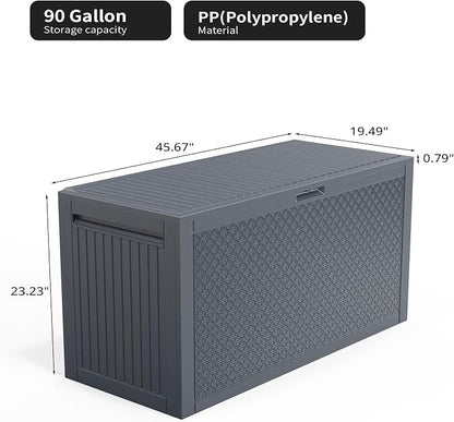 Vasitelan 90 Gallon Outdoor Storage Deck Box, Backyard Lockable Outside - Image 4